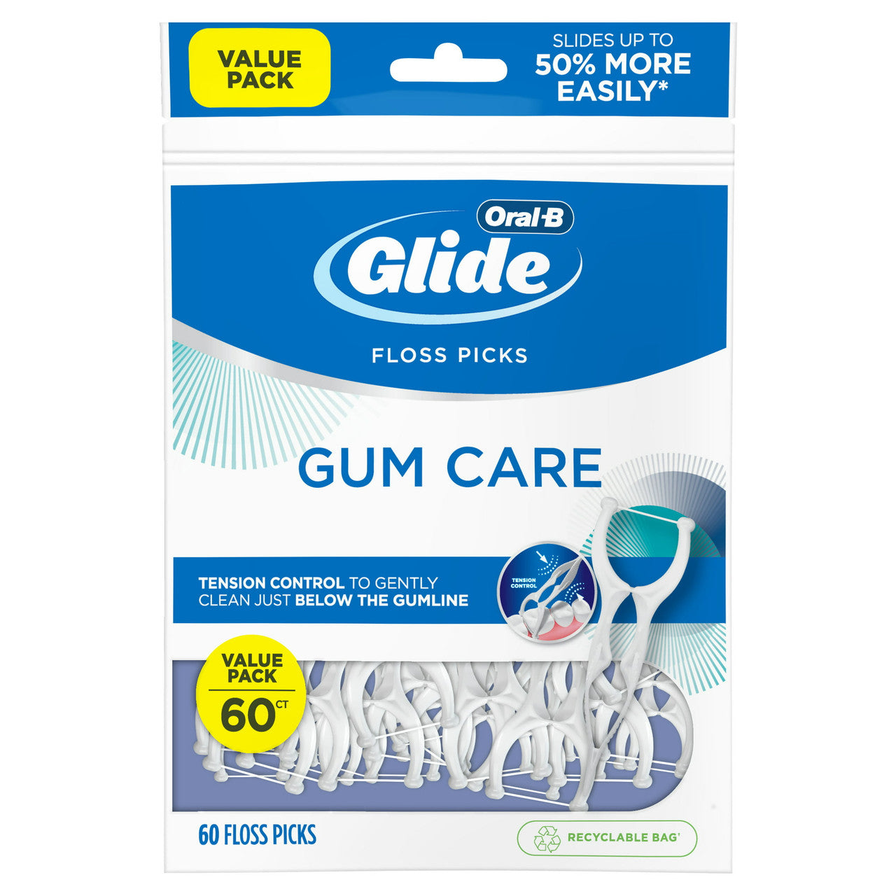 Oral B Glide Gum Care Floss Picks, 60 Ea